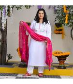 White & Gulabi Gota Suit Set