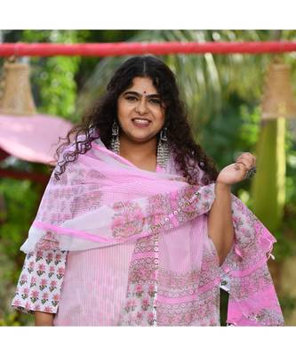 Carnation Pink Jaipuri Handblock Suit Set 3