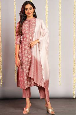 Pink bandhej silk salwar 1