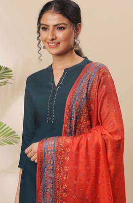Teal plain rayon salwar 2