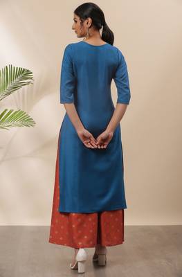 Janasya Blue embroidered silk kurtas-and-kurtis 4