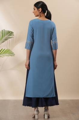 Blue printed crepe kurtas-and-kurtis 4