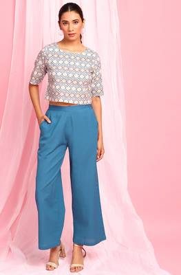 Cream printed cotton salwar 1