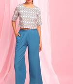 Cream printed cotton salwar