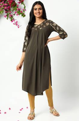Grey printed crepe kurtas-and-kurtis 1
