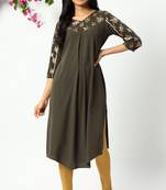 Grey printed crepe kurtas-and-kurtis