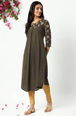 Grey printed crepe kurtas-and-kurtis 2