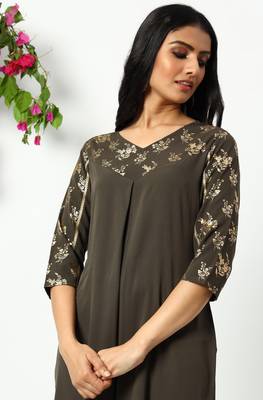 Grey printed crepe kurtas-and-kurtis 5