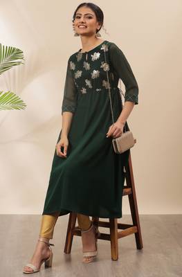 Green printed crepe kurtas-and-kurtis 1