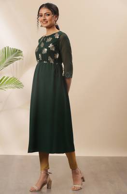 Green printed crepe kurtas-and-kurtis 2