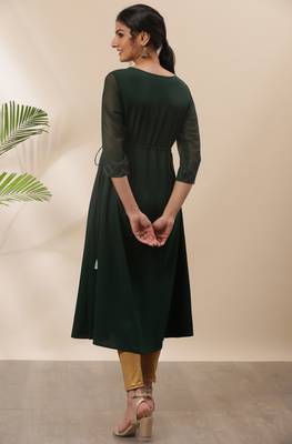 Green printed crepe kurtas-and-kurtis 4