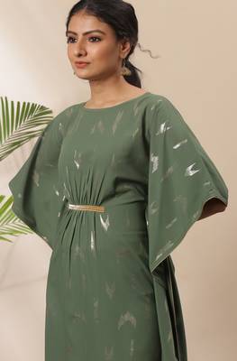 Janasya Green printed crepe kurtas-and-kurtis 5