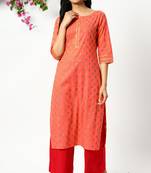 Coral printed cotton kurtas-and-kurtis
