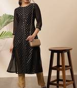Black printed crepe kurtas-and-kurtis
