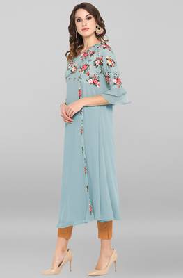 Janasya Blue printed crepe kurtas-and-kurtis 2