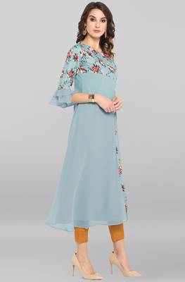 Janasya Blue printed crepe kurtas-and-kurtis 3