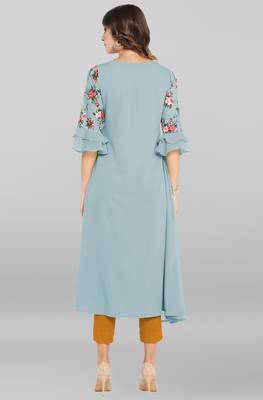 Janasya Blue printed crepe kurtas-and-kurtis 4
