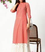 Janasya Peach printed cotton kurtas-and-kurtis