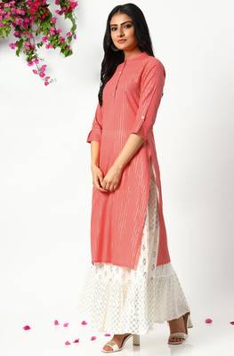 Janasya Peach printed cotton kurtas-and-kurtis 2