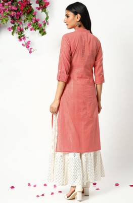 Janasya Peach printed cotton kurtas-and-kurtis 4