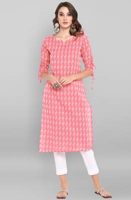 Pink woven cotton kurtas-and-kurtis 1