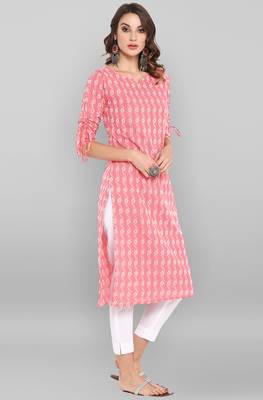 Pink woven cotton kurtas-and-kurtis 2