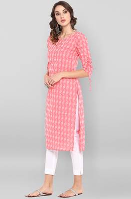 Pink woven cotton kurtas-and-kurtis 3