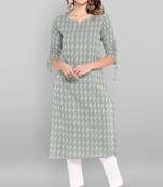 Grey woven cotton kurtas-and-kurtis