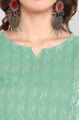 Green woven cotton kurtas-and-kurtis 5