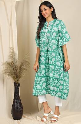 Green printed cotton kurtas-and-kurtis 2
