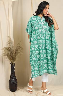Green printed cotton kurtas-and-kurtis 3