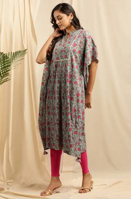 Sea-green printed cotton kurtas-and-kurtis 2