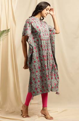 Sea-green printed cotton kurtas-and-kurtis 3