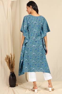 Blue printed cotton kurtas-and-kurtis 4