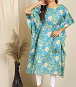 Blue printed cotton kurtas-and-kurtis