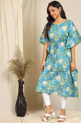 Blue printed cotton kurtas-and-kurtis 2