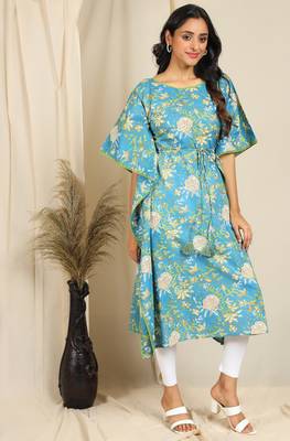 Blue printed cotton kurtas-and-kurtis 3