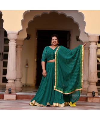 Green Mothda Lehenga Set 1