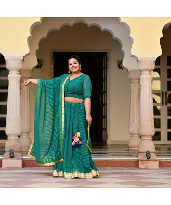 Green Mothda Lehenga Set 4