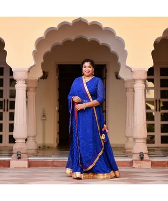 Navy Blue Mothda Lehenga Set 1