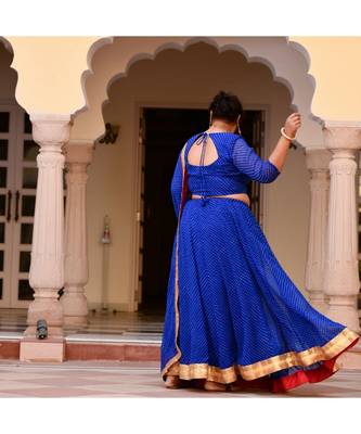 Navy Blue Mothda Lehenga Set 2