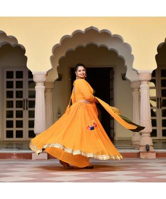Sunny Yellow Mothda Lehenga Set 5