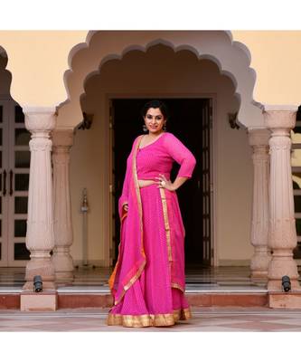 Magenta Pink Mothda Lehenga Set 1