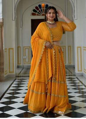 Meteor Yellow Mirror Work Lehenga Set 1