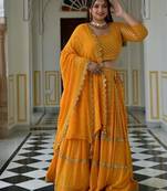 Meteor Yellow Mirror Work Lehenga Set