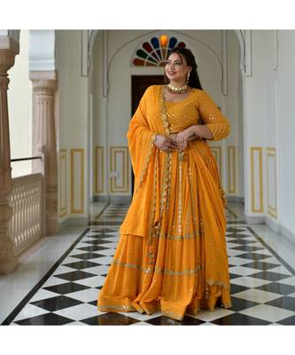 Meteor Yellow Mirror Work Lehenga Set 2