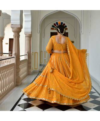 Meteor Yellow Mirror Work Lehenga Set 4