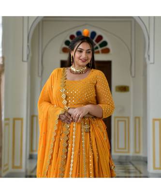 Meteor Yellow Mirror Work Lehenga Set 5