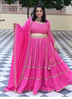 Cerise Pink Mirror Work Lehenga Set 1