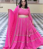 Cerise Pink Mirror Work Lehenga Set